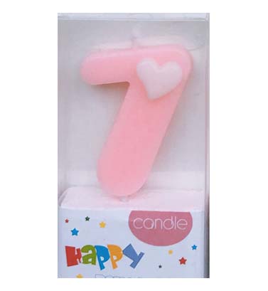 #7 Pink with White Heart Candle
